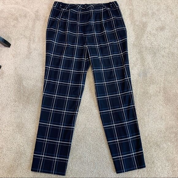 LAFAYETTE 148 NWOT New York Navy Clinton Plaid check Straight Leg Dress Pants 8 - Picture 4 of 14